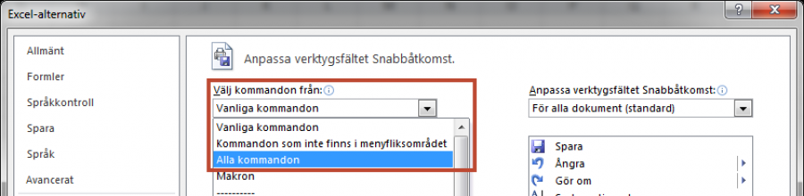 filsökväg i snabbåtkomstfältet