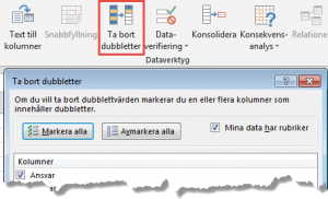 Ta bort dubbletter