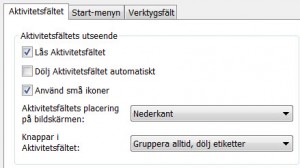 gruppera aktivitetsfältet