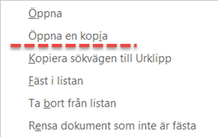 Öppna kopia av dokument