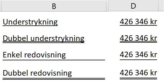 understrykning Excel
