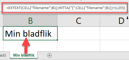 formel namn bladflik Excel