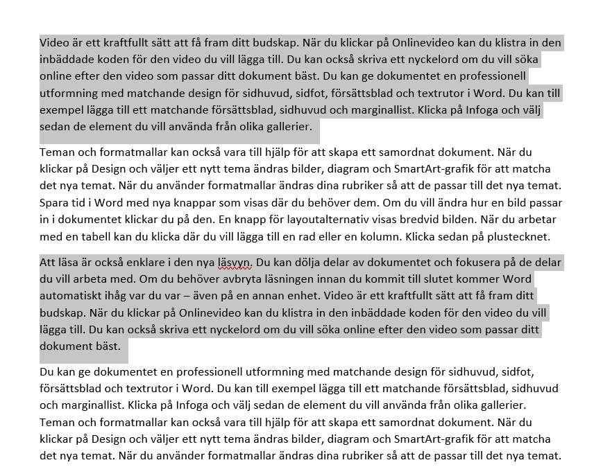 Icke sammanhängade tex
