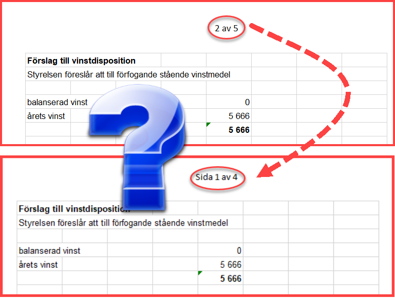 sidnumrering Excel