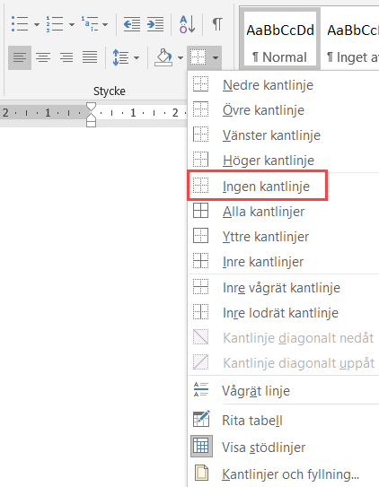 Horisontella Linjer I Word Excelbrevet