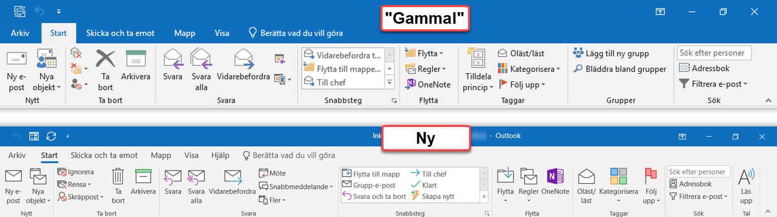ny layout menyer office 365