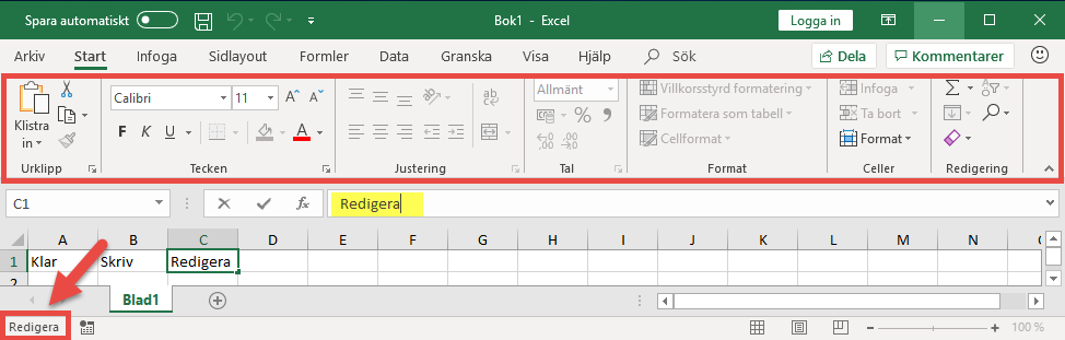 Redigeringslägena i Excel