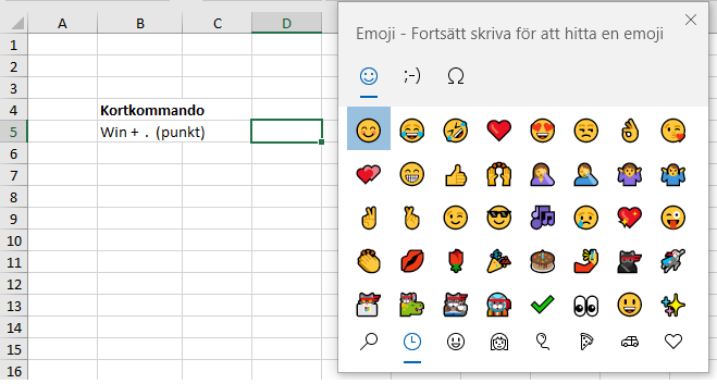 Emois i Excel Office