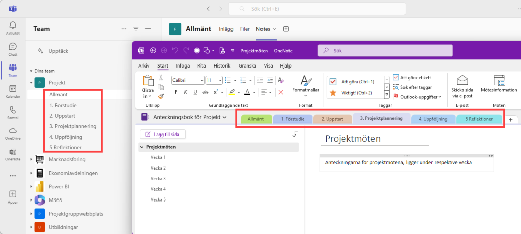 OneNote i Teams-grupper - Excelbrevet