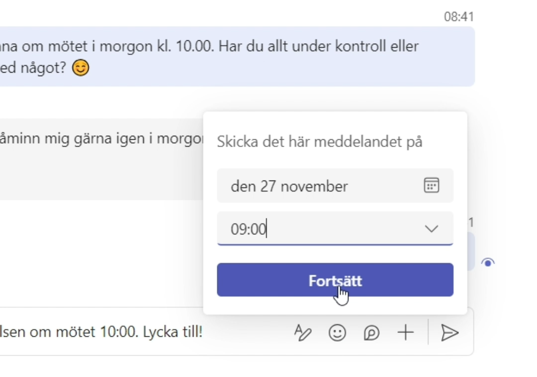 Schemalägga meddelanden i Teams