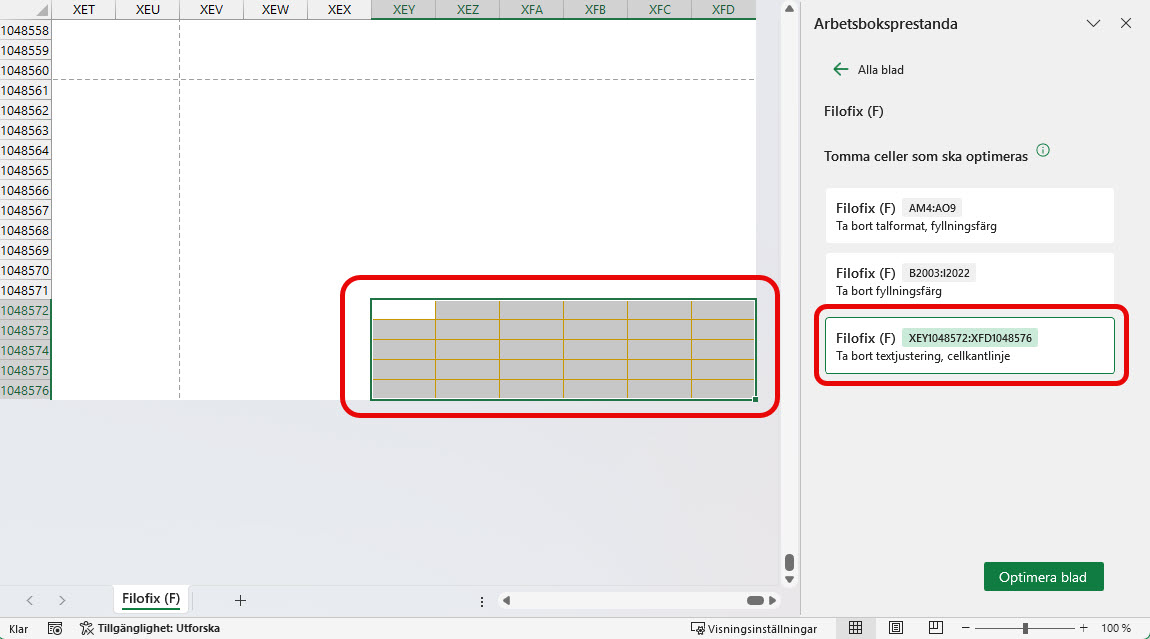 ta bort onödiga sidor för utskrift i Excel