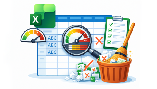 kontrollera prestandan och rensa dina Excel filer