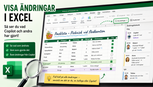 visa ändringar Excel
