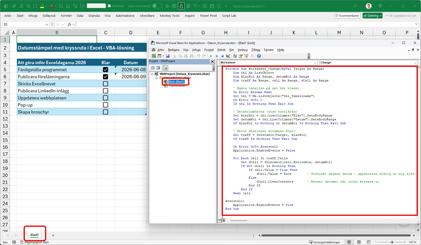 datumstämpel i excel